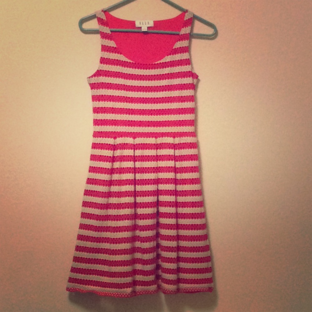 Red and cream striped dress